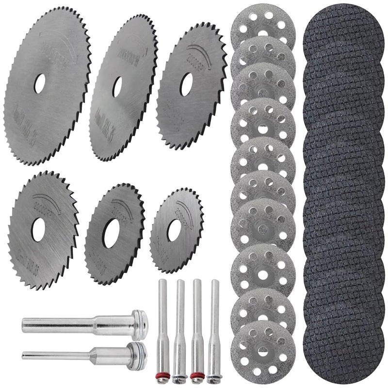 HSS Circular Saw Blades and Diamond Cutting Wheels Set for Rotary Tool - Image 1